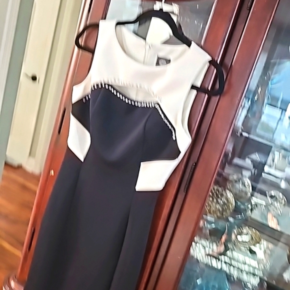 Vince Camuto Cutout Sequined Front Shealt Scuba dress Color block sz 2 n… - Picture 6 of 11